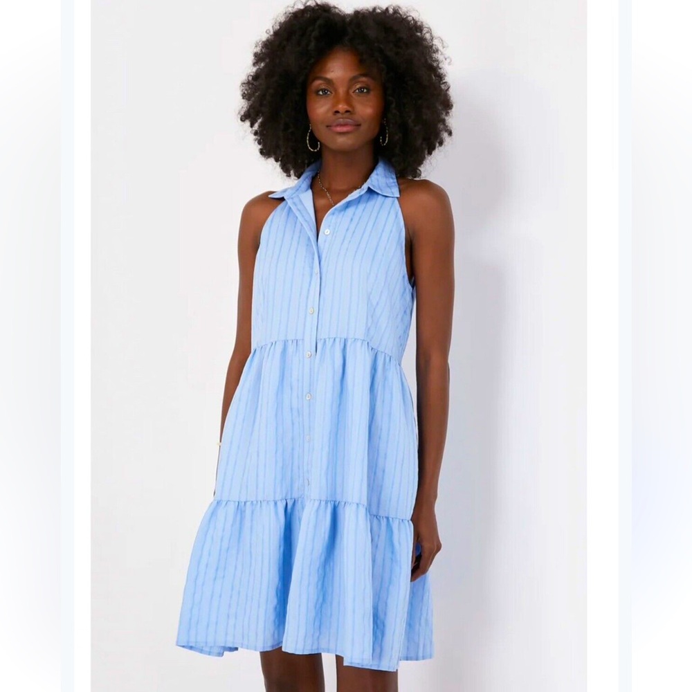 Tuckernuck Blue Seersucker Sailor Dress POMANDER PLACE Size M